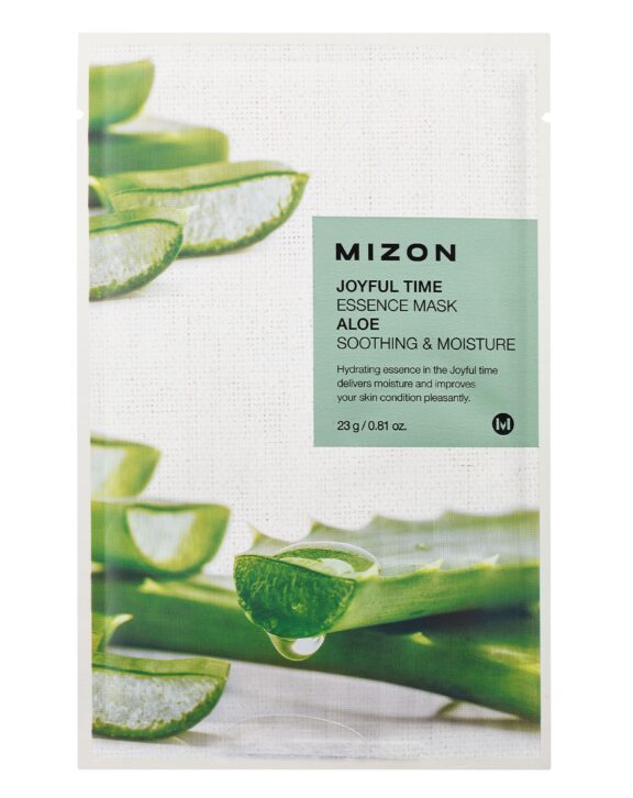 La mascarilla coreana facial de Mizon ideal para pieles sensibles, elaborada con extracto de aloe vera, calma la piel y la hidrata profundamente.