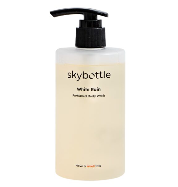 Enamórate del gel de ducha exfoliante de Skybottle con aroma floral de bergamota, tuberosa y madreselva. Exfolia suavemente, dejando la piel luminosa.