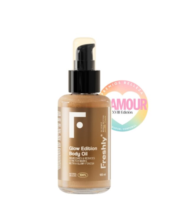 Luce un efecto glow con destellos dorados y brillo natural gracias al aceite para el cuerpo de Freshly. Compra ahora online de forma rápida y sencilla