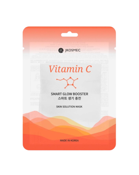 Mascarilla facial de tejido con vitamina C, ayuda a reducir la hiperpigmentación para una piel más iluminada. Ideal para piel apagada o con manchas.