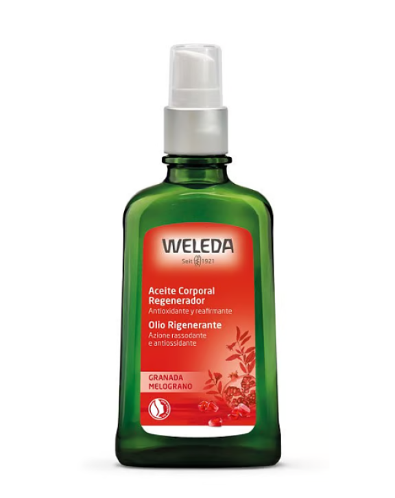 Aceite corporal regenerador con extracto de semillas de granada, para darle a tu piel un cuidado antienvejecimiento y una hidratación profunda.