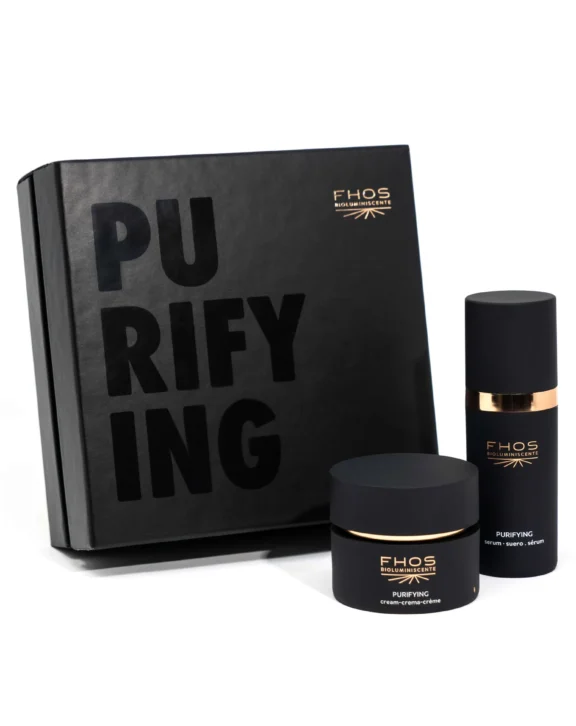 Rutina purificante para el rostro de FHOS con sérum exfoliante y crema con Vitamina C, hidrata la piel al máximo, reduce poros y aporta luminosidad.