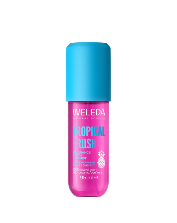 Bruma perfumada para cuerpo y cabello con notas tropicales de melocotón, piña y frambuesa. Refresca al instante y deja una fragancia duradera con un toque dulce y veraniego.